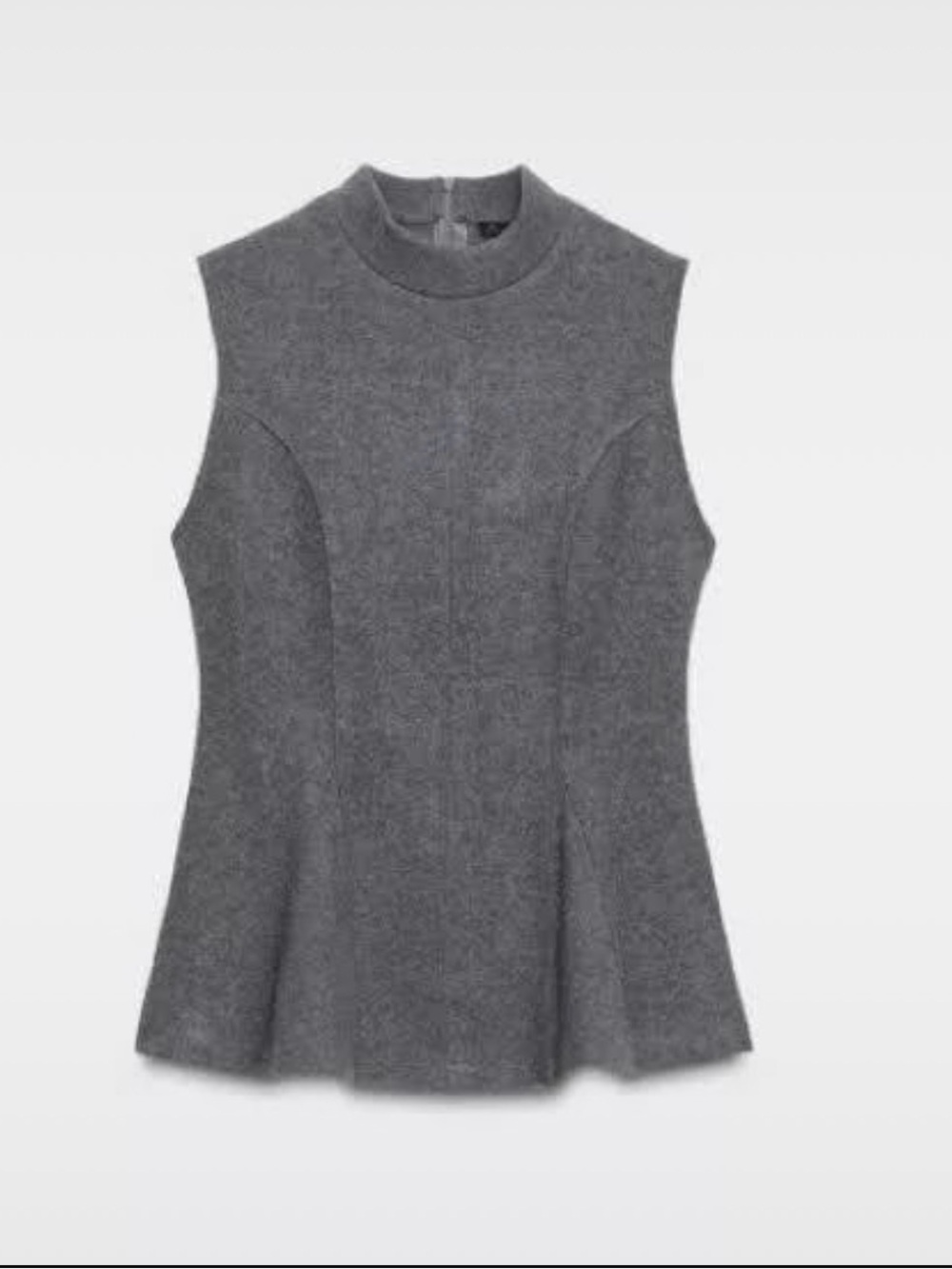 Zara Gray Mock Neck Sleeveless Peplum Top